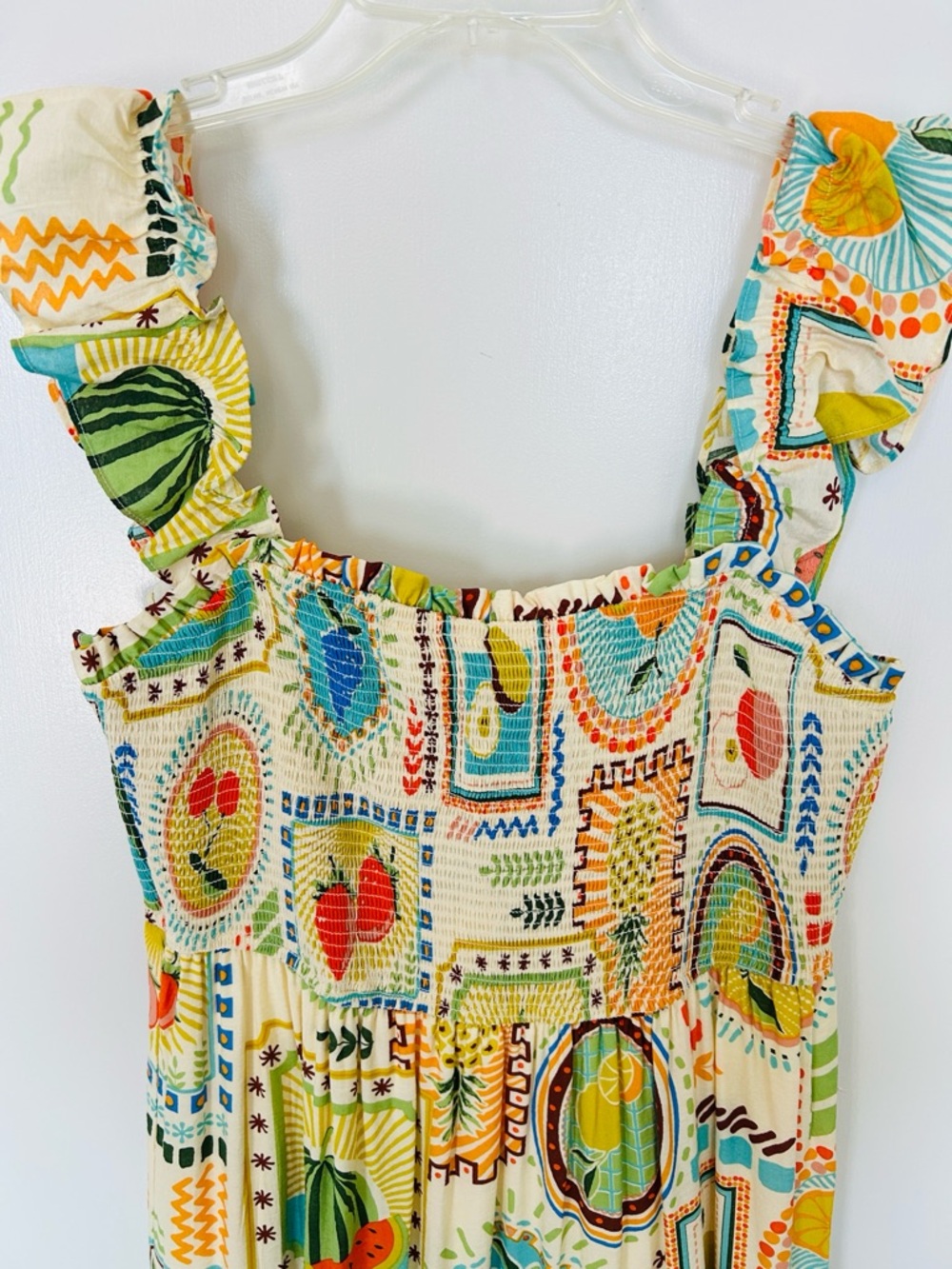 Women's By the River Natasha Multicolor Midi Dress - Sleeveless Smocked Bodice - Picture 7 of 13